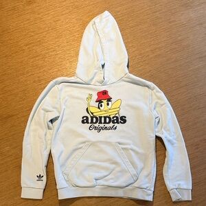 Adidas Originals Cartoon Graphic Hoodie Light Blue Youth M - Trefoil
 (B4)